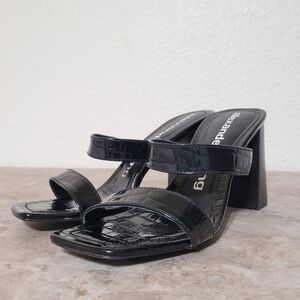 Alexander Wang Hayden Croc Slide Sandals Black Leather size 38.5 / 8.5